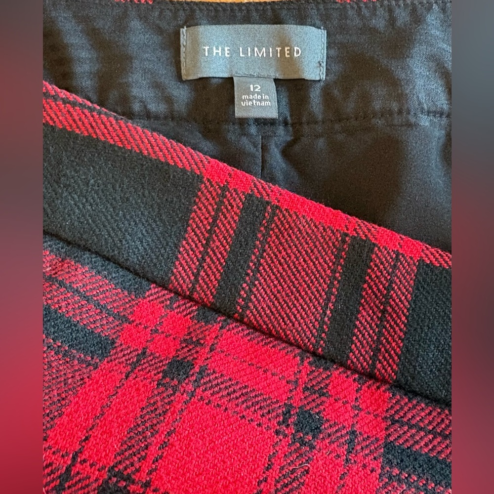 The Limited Red & Black Buffalo Check Plaid Pencil Skirt Rayon Blend Size 12 ❣️ - Picture 5 of 8